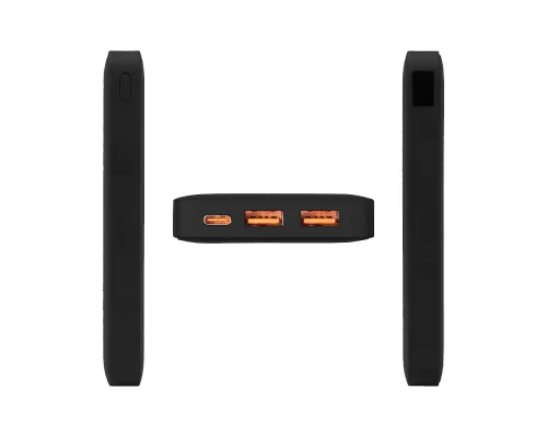 Внешний аккумулятор (powerbank)  «WeCharge Soft Touch»,  10 000 mAH, Power Delivery (PD) 25.5W, со светящимся логотипом после гравировки, c цифровым дисплеем для контроля заряда, черный