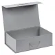 Подарочная коробка, размер 39*26,3*11 см, Solution Prestige Big Case Linen с магнитным клапаном и ручкой , серебристая