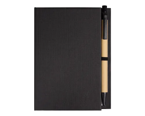 Блокнот А6  Stick and go с ручкой и набором стикеров в твердом переплете,  размер 11*14,5*1 см, черный