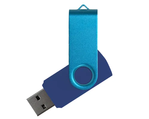 Флеш накопитель USB 2.0 Twister Сolor Mix 16GB, пластик Софт Тач/металл, темно-синий/голубой