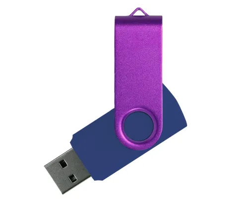 Флеш накопитель USB 2.0 Twister Сolor Mix 16GB, пластик Софт Тач/металл, темно-синий/фиолетовый