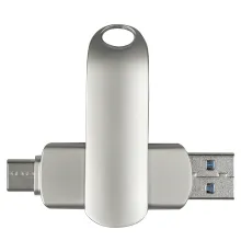 Флеш накопитель USB 3.0 + TYPE C Cupertino, металл, серебристый матовый, 32 GB