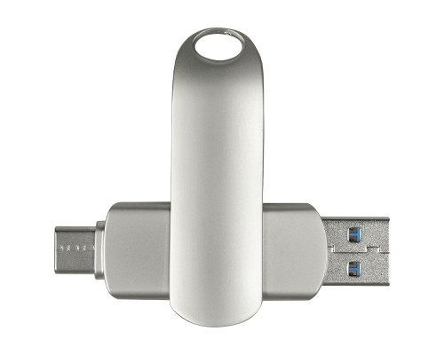 Флеш накопитель USB 3.0 + TYPE C Cupertino, металл, серебристый матовый, 32 GB Флеш накопитель USB 3.0 + TYPE C Cupertino, металл, серебристый матовый, 32 GB