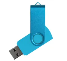 Флеш накопитель USB 2.0 Twister Assembly 16GB, пластик Софт Тач/металл, голубой/голубой