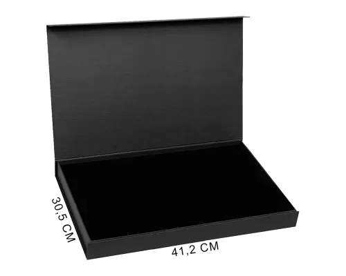 Подарочная коробка, размер 41,2*30,5*4,3 см, Solution Prestige Skyline Fabrique с магнитным клапаном, черная, с черным ложементом