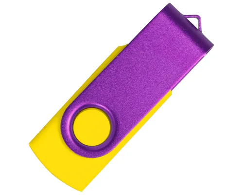 Флеш накопитель USB 2.0 Twister Сolor Mix 16GB, пластик Софт Тач/металл, желтый/фиолетовый