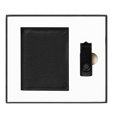 Набор подарочный Solution Superior Duo (флешка USB 2.0 Twister 16GB, пластик Софт Тач/металл, черный/черный, футляр для кредитных карт Leather Land)