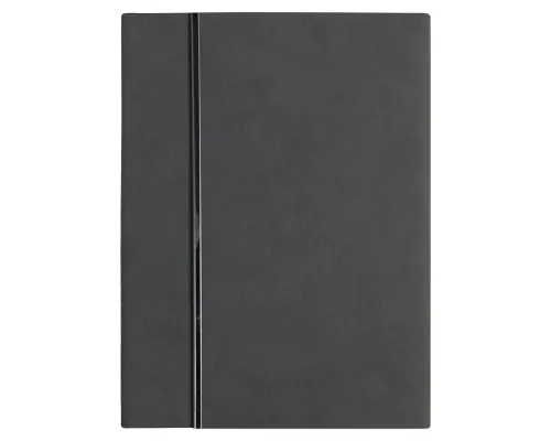 Ежедневник Alfa Bird line Nuba A5, темно-серый,  недатированный, в твердой обложке с магнитным клапаном и металлическим элементом, с тисненными линиями