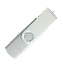 Флеш накопитель USB 2.0/OTG Twister Smart 16GB, пластик Софт Тач/металл, белый/белый
