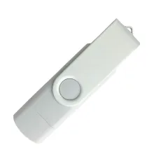 Флеш накопитель USB 2.0/OTG Twister Smart 16GB, пластик Софт Тач/металл, белый/белый