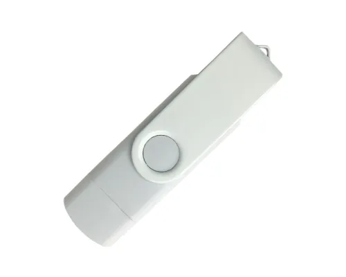 Флеш накопитель USB 2.0/OTG Twister Smart 16GB, пластик Софт Тач/металл, белый/белый Флеш накопитель USB 2.0/OTG Twister Smart 16GB, пластик Софт Тач/металл, белый/белый