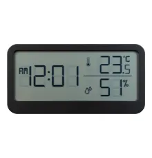 Часы настольные Chronos с термометром и гигрометром, с ж/к дисплеем, черные