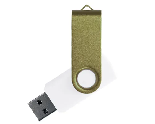 Флеш накопитель USB 2.0 Twister Сolor Mix 16GB, пластик Софт Тач/металл, белый/оливковый