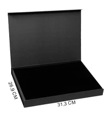 Коробка подарочная Solution Prestige Yota Fabrique, размер 31,3*26,9*3,7 см,  с магнитным клапаном, под индивидуальную вырубку,  с черным ложементом, черная