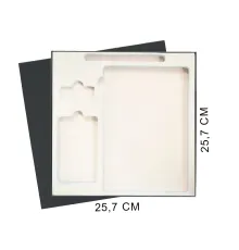 Коробка подарочная Solution Superior Linen, черная, 25,7x25,7, с вырубкой под ежедневник/ручку/флешку/пауэрбанк 7,0х11,7