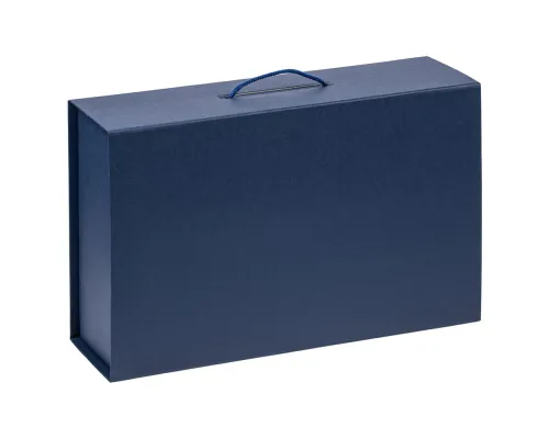 Подарочная коробка, размер 39*26,3*11 см, Solution Prestige Big Case Soft с магнитным клапаном и ручкой , темно-синяя