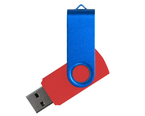 Флеш накопитель USB 2.0 Twister Сolor Mix 16GB, пластик Софт Тач/металл, красный/синий