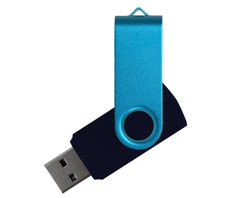 Флеш накопитель USB 2.0 Twister Сolor Mix 16GB, пластик Софт Тач/металл, черный/голубой