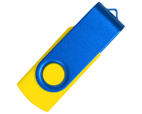 Флеш накопитель USB 2.0 Twister Сolor Mix 16GB, пластик Софт Тач/металл, желтый/синий
