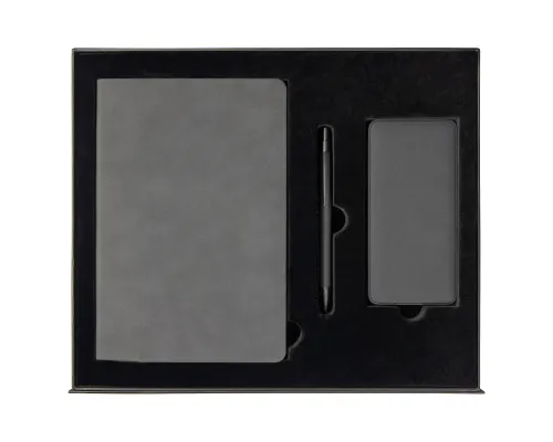 Набор подарочный Solution Prestige Trio (Ежедневник Flexy Nuba А5, Внешний аккумулятор (powerbank) «WeCharge Velvet», Ручка Gray stone Requis металлическая,) в подарочный коробке, серый