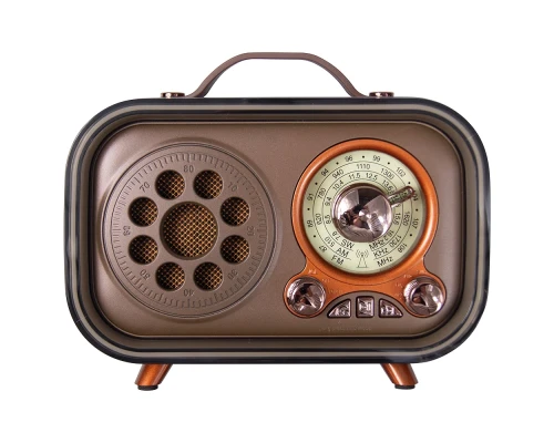 Ретро радио в стиле радиолы, диапазон частот  AM FM SW, USB, Bluetooth, Heritage Memories, со светодиодной подсветкой, цвет коричневый