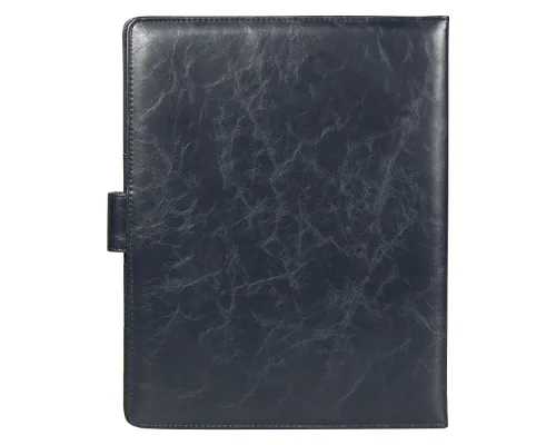 Папка-органайзер на кнопке с поворотным калькулятором и блокнотом, синяя