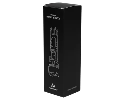 Фонарь Tools Bristol, пластиковый, аккумуляторный, с электронным дисплеем,  с зарядкой type-c, черный