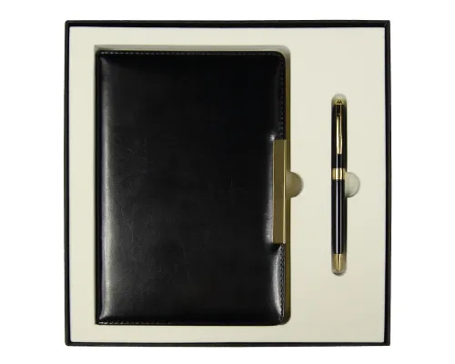 Набор подарочный Solution Duo (ежедневник City Moderna Pristine, ручка Gamma) черный с золотом