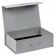 Подарочная коробка, размер 39*26,3*11 см, Solution Prestige Big Case Linen с магнитным клапаном и ручкой , с EVA ложементом 36,8*25,1*4 см под индивидуальную вырубку, серебристая,