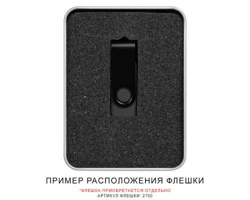 Футляр Twister для флеш накопителя металлический, размер 11,5*8,5 см, серебристый