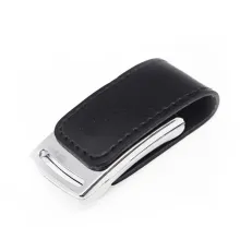 Флеш накопитель Shine, USB 2.0 64GB, металл/кожзам, серебро/черный