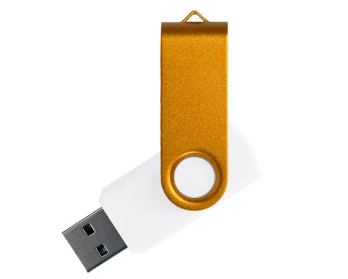 Флеш накопитель USB 2.0 Twister Сolor Mix 16GB, пластик Софт Тач/металл, белый/золотистый