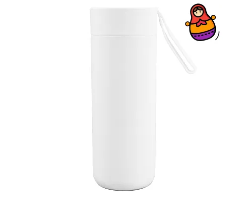 Термокружка Бастион 400 мл с силиконовым ремешком, пластик/металл, белый