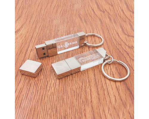 Флеш накопитель USB 2.0 Crystal v2 32GB, металл/стекло, прозрачный/серебристый, подсветка синим Флеш накопитель USB 2.0 Crystal v2 32GB, металл/стекло, прозрачный/серебристый, подсветка синим