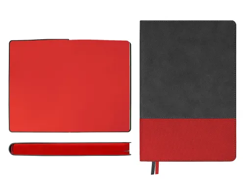 Ежедневник Flexy Treviso Nuba Sand Color А5, серый/красный, недатированный, в гибкой обложке