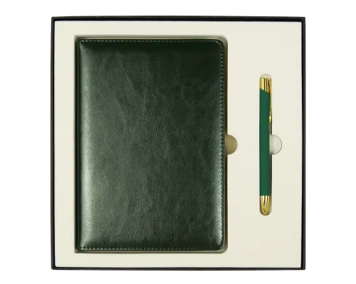 Набор подарочный Solution Duo (ежедневник City Nebraska, ручка Legend Soft Touch Mirror Gold), зеленый