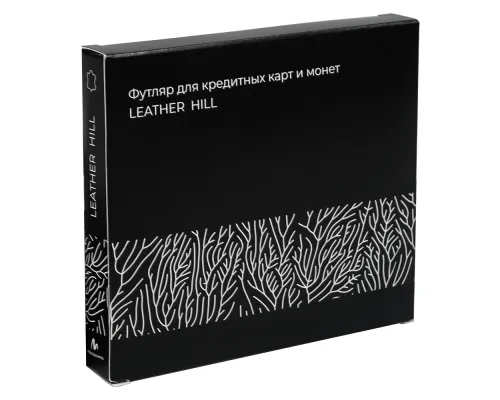 Универсальный футляр для кредитных карт и монет (картхолдер) leather Hill на молнии горизонтальный из натуральной кожи, черный