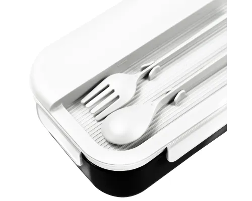 Герметичный контейнер для еды (ланч бокс)  BON VOYAGE, пластиковый, бело-черный, 1100 мл.