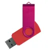 Флеш накопитель USB 2.0 Twister Сolor Mix 16GB, пластик Софт Тач/металл, красный/розовый