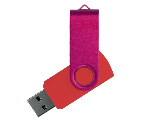 Флеш накопитель USB 2.0 Twister Сolor Mix 16GB, пластик Софт Тач/металл, красный/розовый