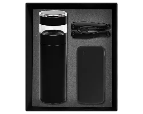 Набор подарочный Solution Prestige Trio (внешний аккумулятор, мультитул, термос), черный