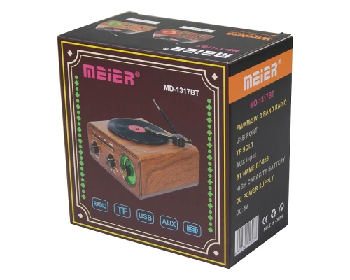 Ретро радио в стиле радиолы, Heritage Nostalgia, диапазон частот  AM FM SW, с USB порт,  Bluetooth, цвет коричневый