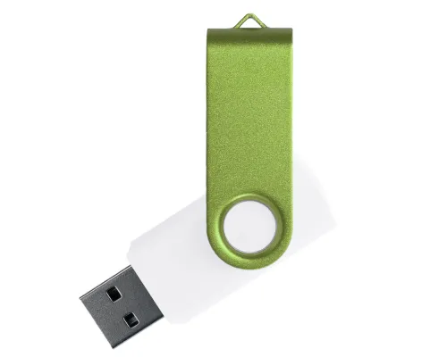 Флеш накопитель USB 2.0 Twister Сolor Mix 16GB, пластик Софт Тач/металл, белый/светло-зеленый