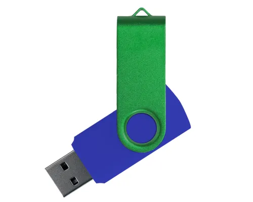 Флеш накопитель USB 2.0 Twister Сolor Mix 16GB, пластик Софт Тач/металл, синий/зеленый