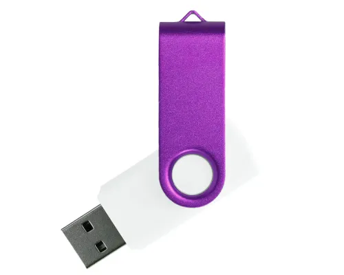 Флеш накопитель USB 2.0 Twister Сolor Mix 16GB, пластик Софт Тач/металл, белый/фиолетовый
