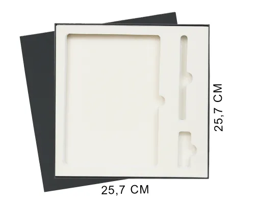 Коробка подарочная Solution Superior Linen под ежедневник, ручку и флешку, черная, 25,7x25,7 см, бежевый ложемент