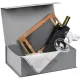 Подарочная коробка, размер 38,5*26*10,5 см, Solution Prestige Big Case Linen с магнитным клапаном и ручкой , серебристая