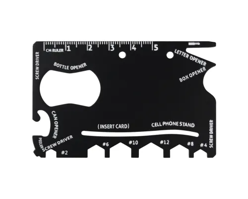 Мультитул Tools Capture в виде карточки, стальной, в чехле из кожзама, черный