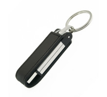 Флеш накопитель USB 2.0 Verona в кожаном чехле 16GB, металл, черный/серебристый