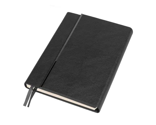Ежедневник Alfa Bird Petrus A5, черный, недатированный, в твердой обложке с металлическим элементом